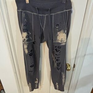 NSF Distressed navy and Cream Joggers